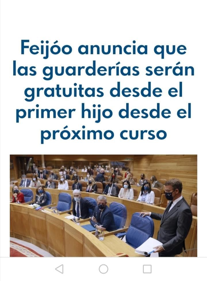 FEIJOO ANUNCIA LA GRATUIDAD DE LAS GUARDERIAS